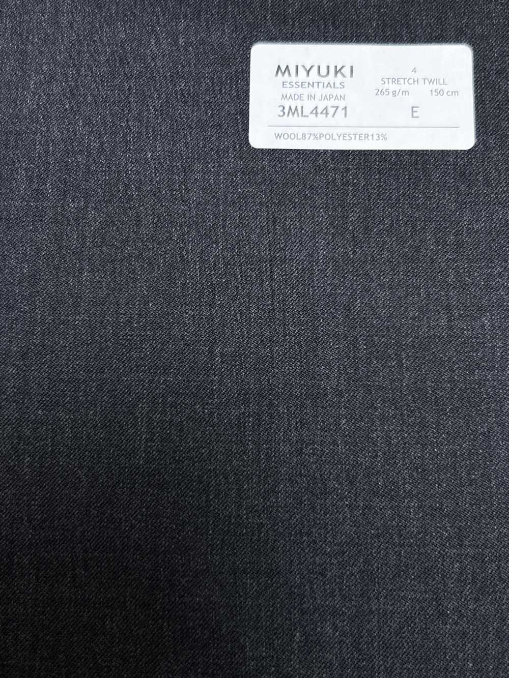 3ML4471 26AW 御幸面料 MIYUKI ESSENTIALS STRETCH TWILL 炭灰色 纯色 美雪毛纺厂