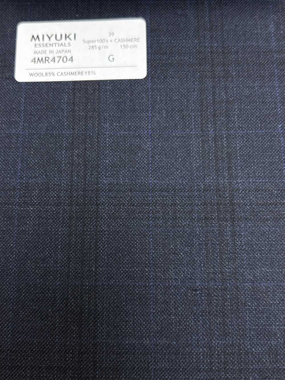 4MR4704 26AW Super100's × 羊绒 藏青 格纹[面料] 美雪毛纺厂