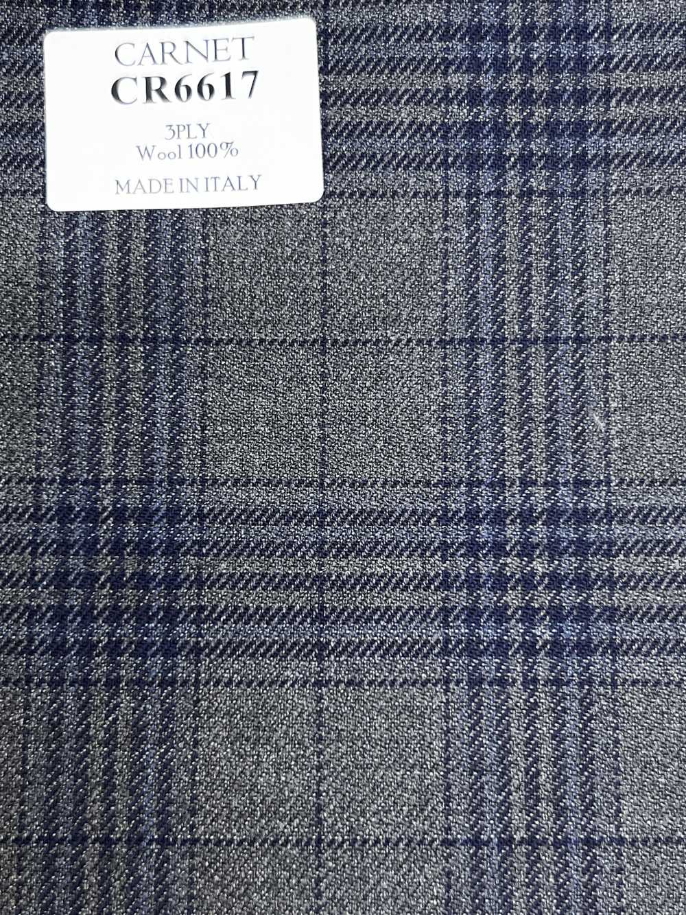 CR6617 CARNET 3PLY 灰色×海军蓝 格纹[面料] 细井商事株式会社