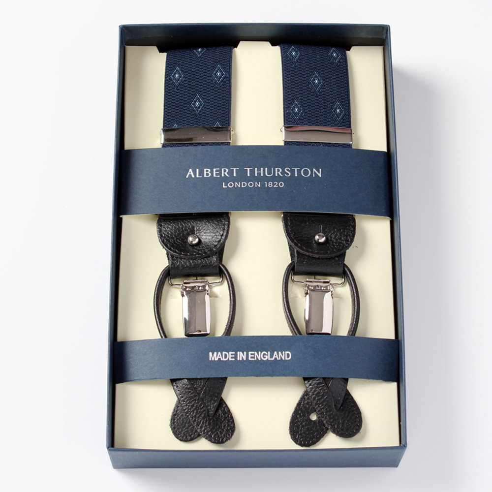 AT-12 阿尔伯特·瑟斯顿 背带 菱形图案 35MM 海军蓝[正装配饰] ALBERT THURSTON