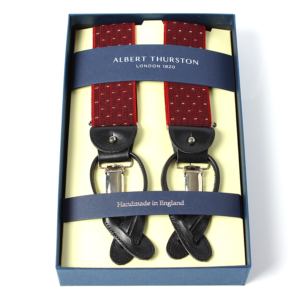 AT-2313-WI Albert Thurston吊带针圆点图案 35MM 酒红色[正装配饰] ALBERT THURSTON