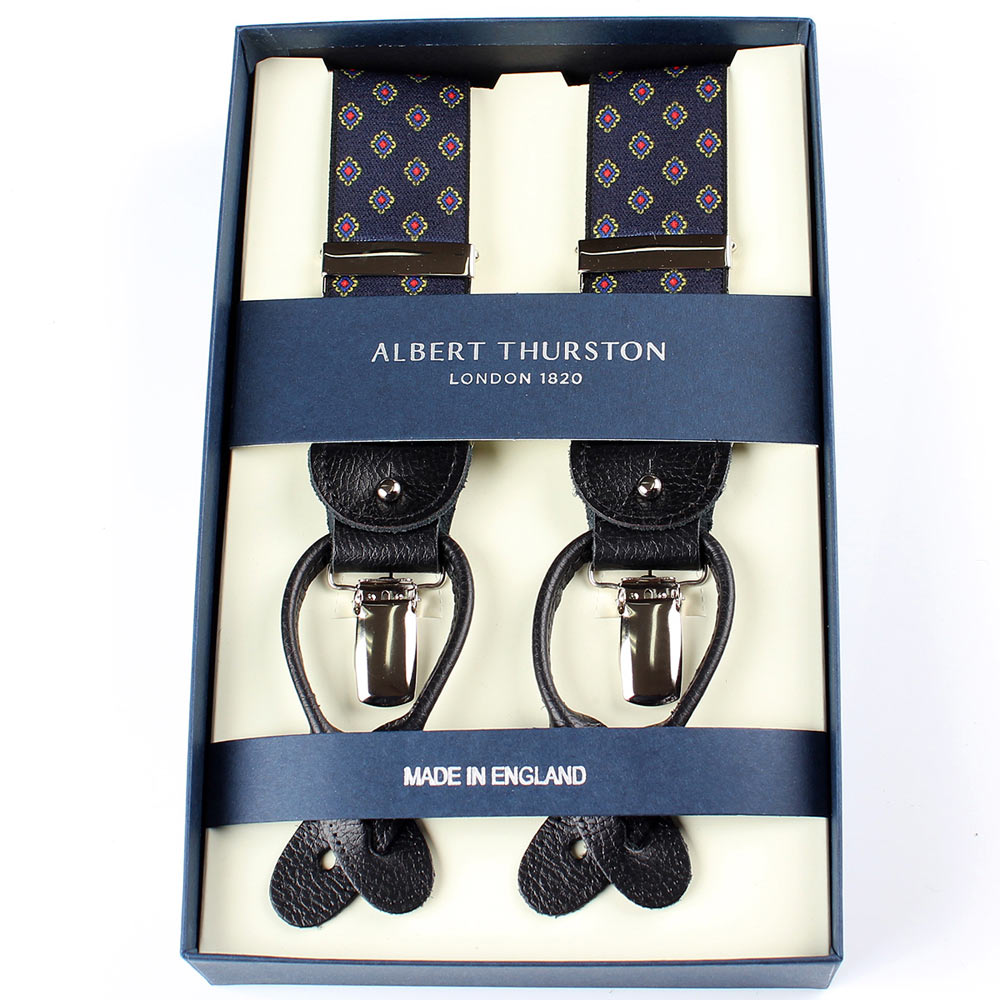 AT-2387-NV Albert Thurston 小纹图案 35MM 海军蓝背带[正装配饰] ALBERT THURSTON