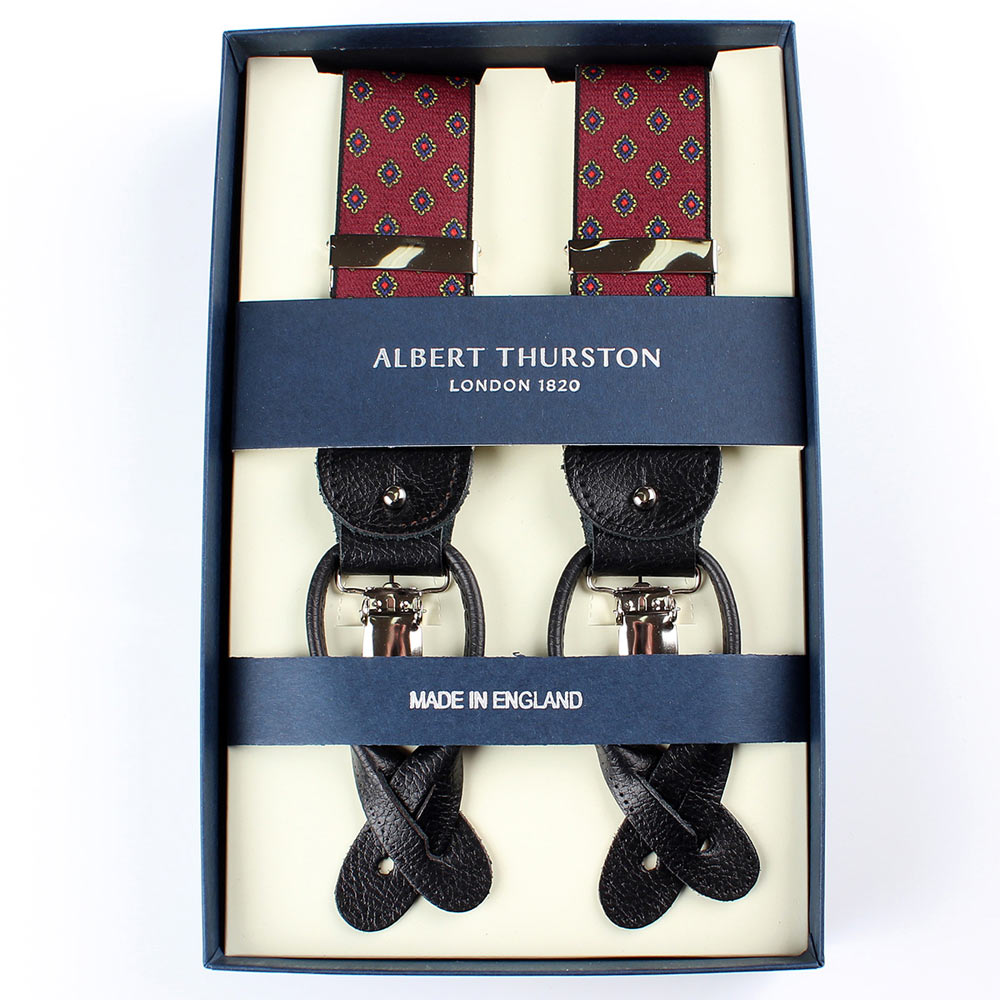 AT-2387-WI Albert Thurston 吊裤带 小纹图案 35MM 酒红[正装配饰] ALBERT THURSTON