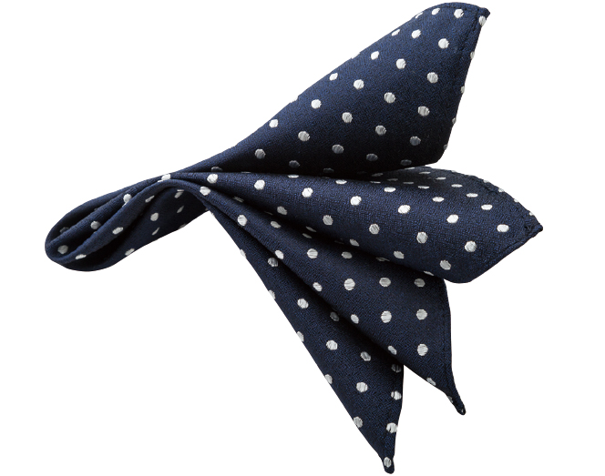 CF-972 国产真丝口袋方巾圆点花纹海军蓝[正装配饰] 山本（EXCY）