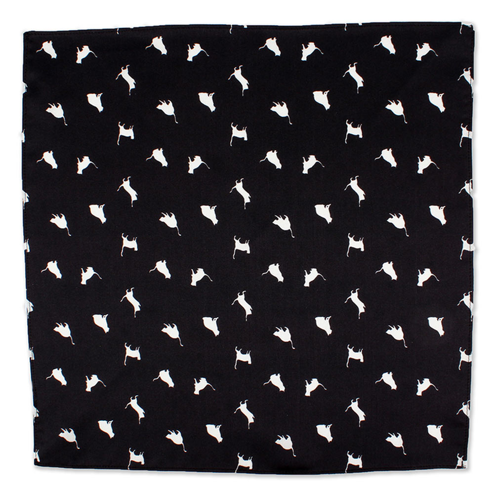 CF-CAT-BK 真丝印花口袋方巾猫图形元素黑色[正装配饰] 山本（EXCY）