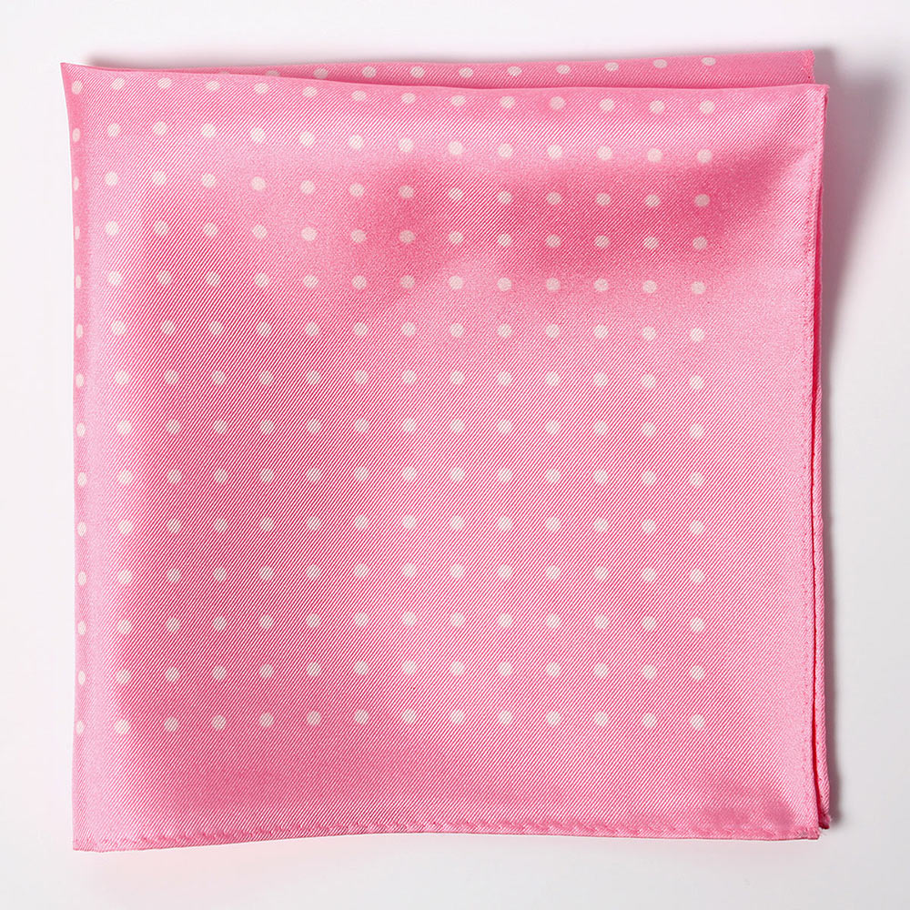 CFD-2PI 圆点印花真丝方巾粉色[正装配饰] 山本（EXCY）
