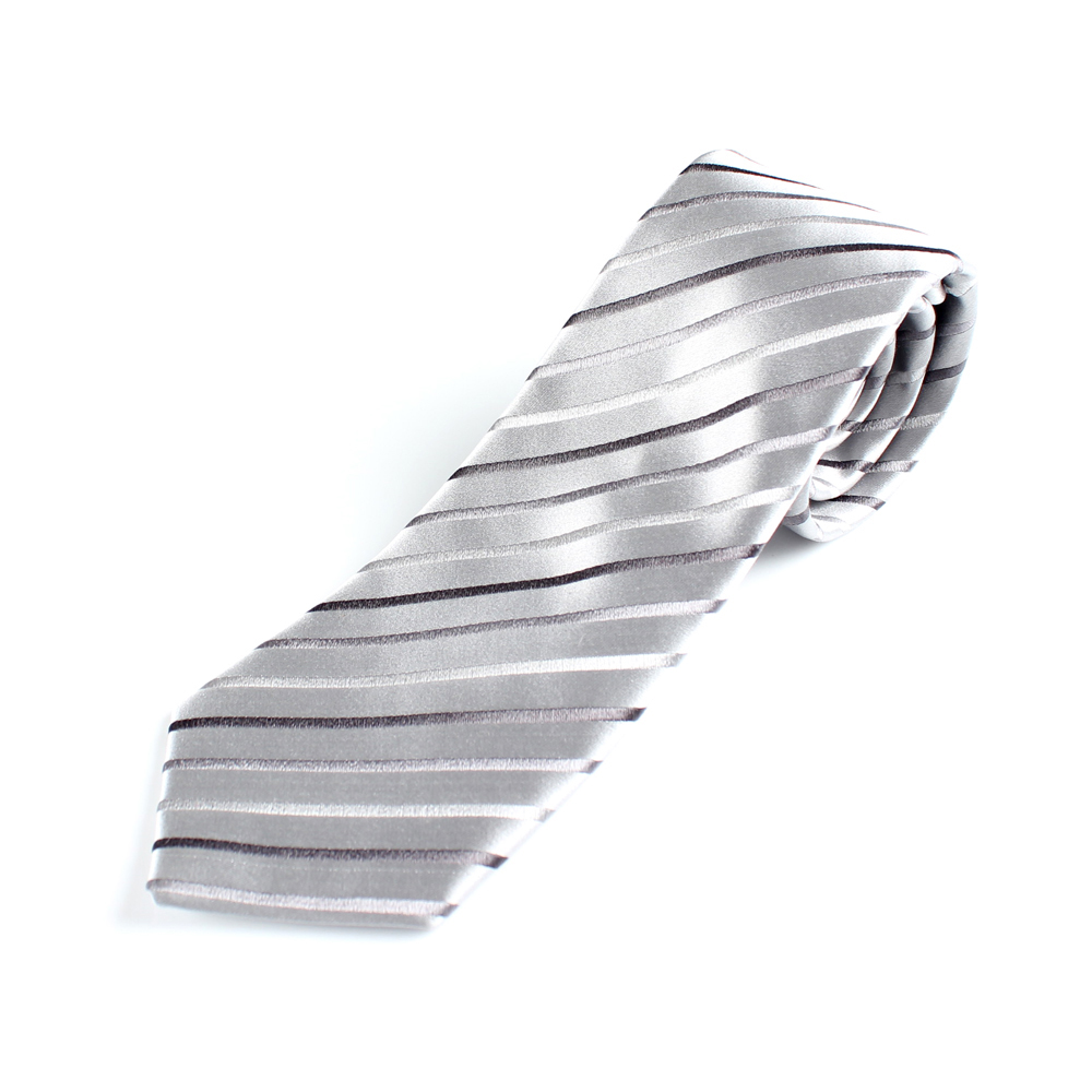 HVN-03 使用 VANNERS面料手工制作的浅灰色领带条纹图案[正装配饰] 山本（EXCY）