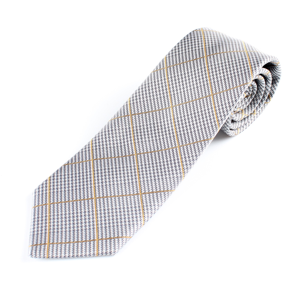HVN-19 VANNERS面料格伦格纹图案浅灰色手工领带[正装配饰] 山本（EXCY）