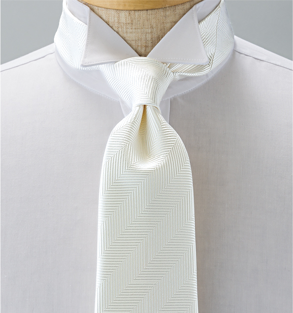 NE-31 日式正装领带人字纹白色[正装配饰] 山本（EXCY）