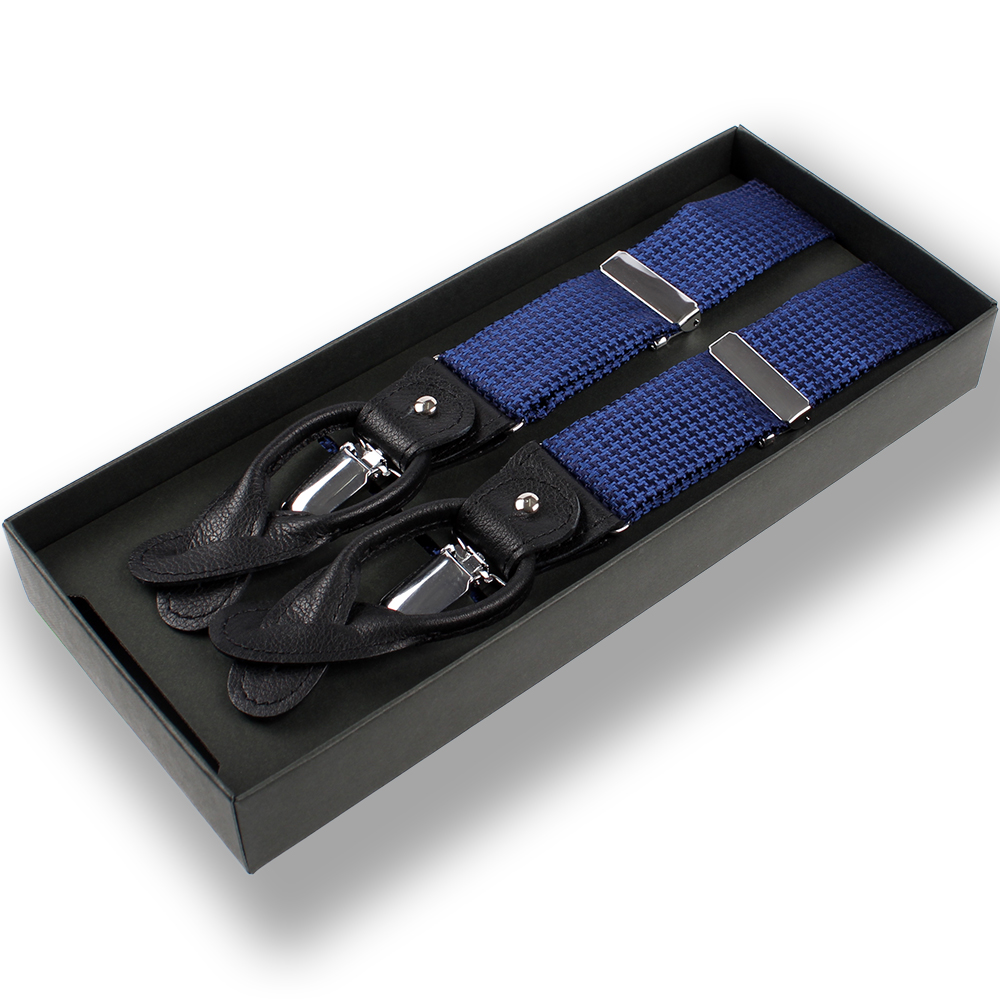 VSR-09 吊带采用千鸟格面料千鸟格设计海军蓝[正装配饰] 山本（EXCY）