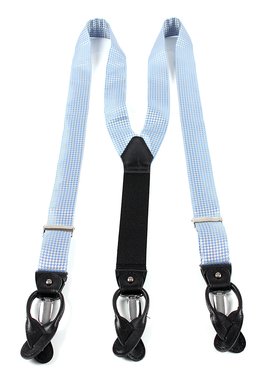 VSR-12 吊带采用千鸟格面料千鸟格设计saxe蓝蓝色[正装配饰] 山本（EXCY）