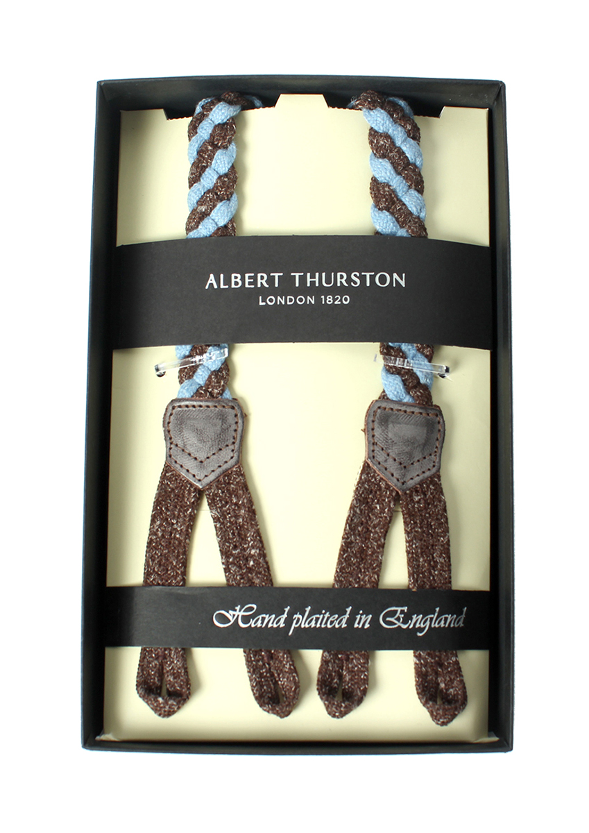 AT-4ST-BS Albert Thurston吊带蓝色棕色亚麻花边[正装配饰] ALBERT THURSTON