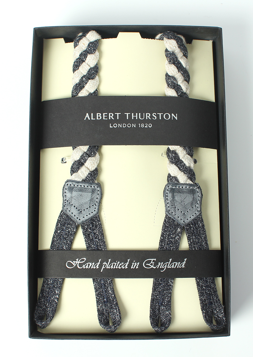 AT-4ST-NW Albert Thurston吊带海军蓝白色亚麻花边[正装配饰] ALBERT THURSTON