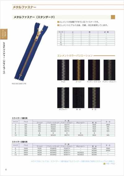 10MAMMR 金属拉链 10尺寸 铝 逆开