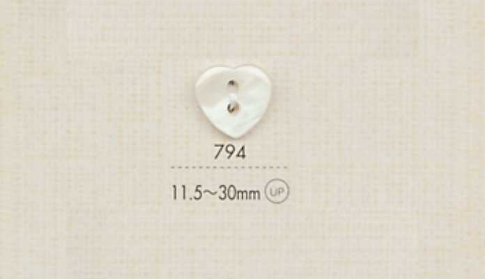 794 DAIYA BUTTONS 两孔仿贝壳聚酯纤维纽扣（心形）