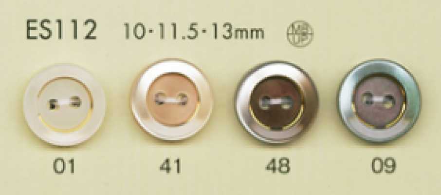 ES112 DAIYA BUTTONS 2孔 金边 仿贝壳聚酯纤维纽扣