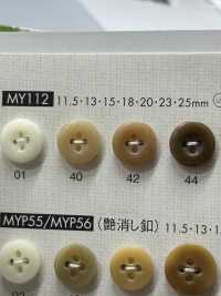 MY112 简单优雅的 4 孔聚酯纤维纽扣，适用于衬衫和衬衫 Osaka Plastic Industries（DAIYA BUTTON） 更多图片