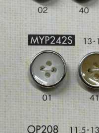 MYP242 优雅的古董金色 4 孔聚酯纤维纽扣 Osaka Plastic Industries（DAIYA BUTTON） 更多图片