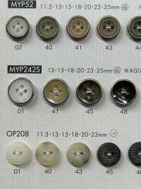 MYP242 优雅的古董金色 4 孔聚酯纤维纽扣 Osaka Plastic Industries（DAIYA BUTTON） 更多图片