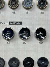 MYP242 优雅的古董金色 4 孔聚酯纤维纽扣 Osaka Plastic Industries（DAIYA BUTTON） 更多图片