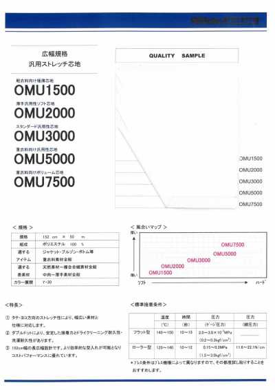 OMU5000 适用于厚重服装的通用衬布 50D