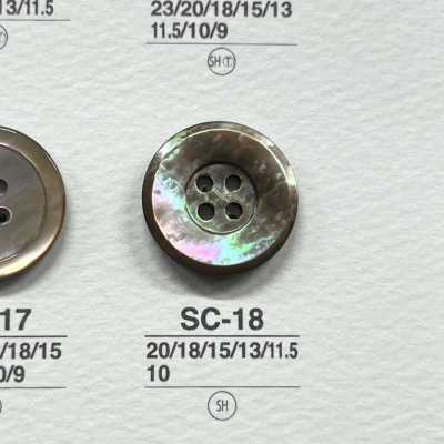 SC18 天然材料 贝壳制 四孔有光泽纽扣