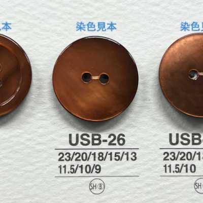 USB26 天然材料 染色 黑蝶贝制 表面2孔 有光泽纽扣