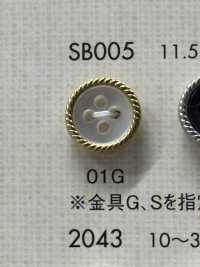 SB005 聚酯纤维树脂/黄铜 4 孔纽扣 大阪纽扣（DAIYA BUTTON） 更多图片