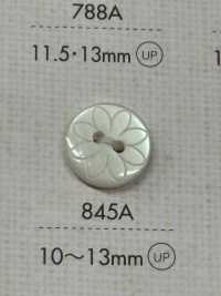 845A DAIYA BUTTONS 扁平二孔聚酯纤维纽扣（花朵图案） 大阪纽扣（DAIYA BUTTON） 更多图片