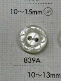 839A DAIYA BUTTONS 两仿贝壳聚酯纤维纽扣（花朵图案） Osaka Plastic Industries（DAIYA BUTTON） 更多图片