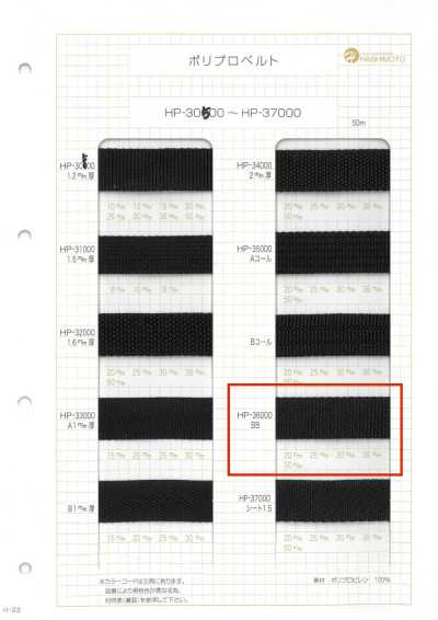 HP36000BB HP36000 BB 1.7MM厚 聚丙烯织带