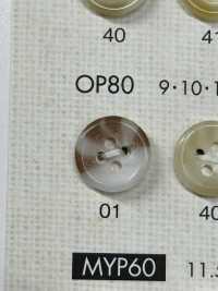 OP80 彩色水牛风格 4 孔聚酯纤维纽扣 Osaka Plastic Industries（DAIYA BUTTON） 更多图片
