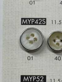 MYP42 优雅的古董金色 4 孔聚酯纤维纽扣 Osaka Plastic Industries（DAIYA BUTTON） 更多图片