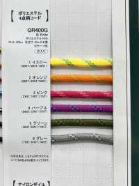 QR-400G 聚酯纤维4片式花纹绳子4MM[缎带、带、绳子] Cordon 更多图片