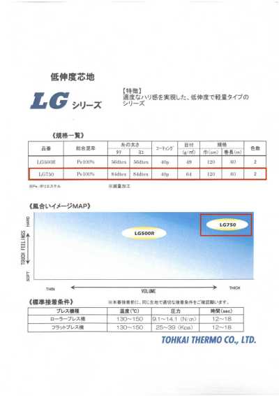 LG750 Thermofix®【New Normal】LG系列 衬衫领粘合衬