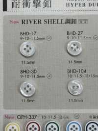 BHD17 DAIYA BUTTONS四孔RIVER SHELL 风格聚酯纤维纽扣，有边抗冲击 大阪纽扣（DAIYA BUTTON） 更多图片