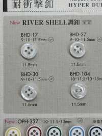 BHD104 DAIYA BUTTONS 防震两孔RIVER SHELL 风格聚酯纤维纽扣 Osaka Plastic Industries（DAIYA BUTTON） 更多图片
