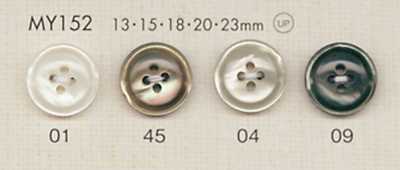 MY152 DAIYA BUTTONS 有边 四孔 仿贝壳聚酯纤维纽扣
