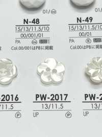 PW2017 聚酯纤维树脂前孔 2 孔，光面纽扣 爱丽丝纽扣 更多图片