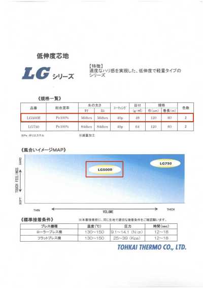 LG500R Thermofix®【New Normal】LG系列 衬衫领粘合衬