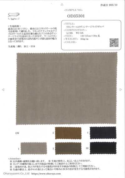 OD35301 麻羊毛复古感华达呢