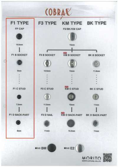F1-P/B/C/D COBRAX® F1 4件套（CAP/SOCKET/STUD/BACK-PART）