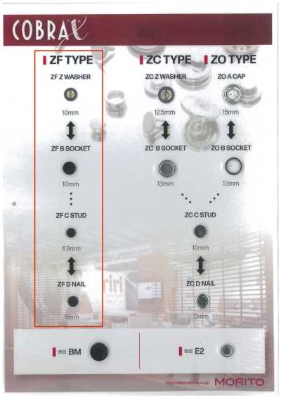 ZF-Z/B/C/D COBRAX® ZF 4SET（装饰座/母扣/子扣/底钉）