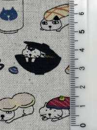 KTS6601 麻帆布猫印花[面料] 更多图片