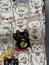 KTS7106 麻帆布猫印花[面料] 更多图片