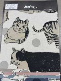 KTS7110 麻帆布猫印花[面料] 更多图片