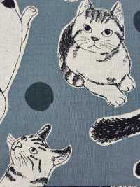 KTS7110 麻帆布猫印花[面料] 更多图片