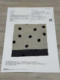 ON43698NA 麻仿丹宁布刺绣4寸圆点（自然色）[面料] 小原屋纤维 更多图片