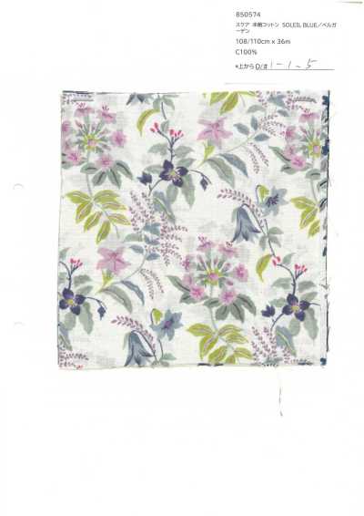 850574 SEVENBERRY®  平布 未漂白棉 SOLEIL BLUE / 贝尔花园