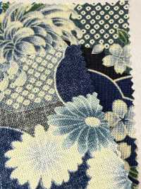 850561 惊艳的靛蓝染色日本设计：云海与扇形菊花[面料] VANCET 奔时代 更多图片